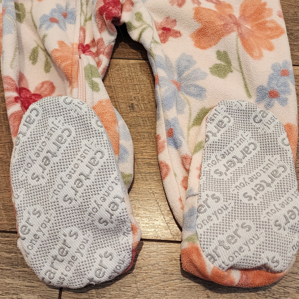Carter's Pink Orange Blue Floral Footies One Piece 18m - Picture 5 of 6